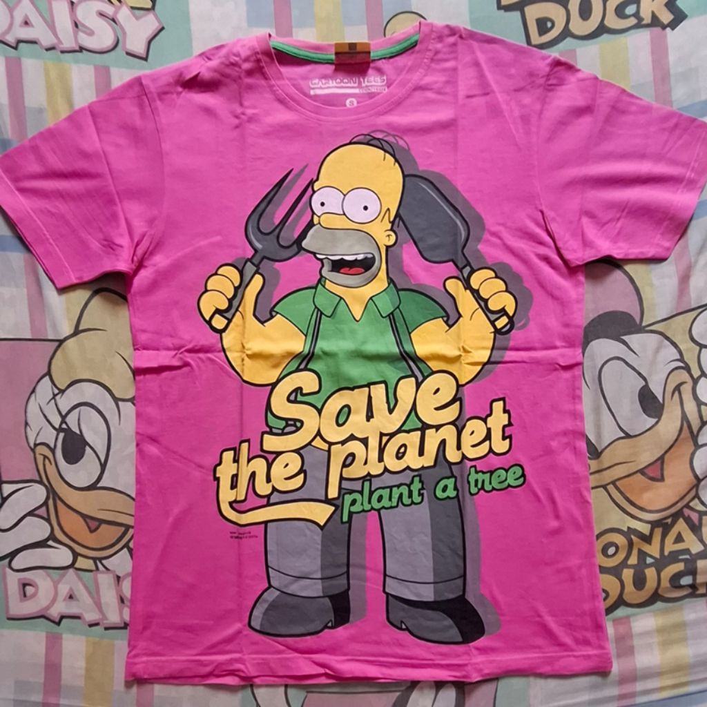 Kaos The Simpsons Homer Save The Planet Pink Cool Teen Preloved