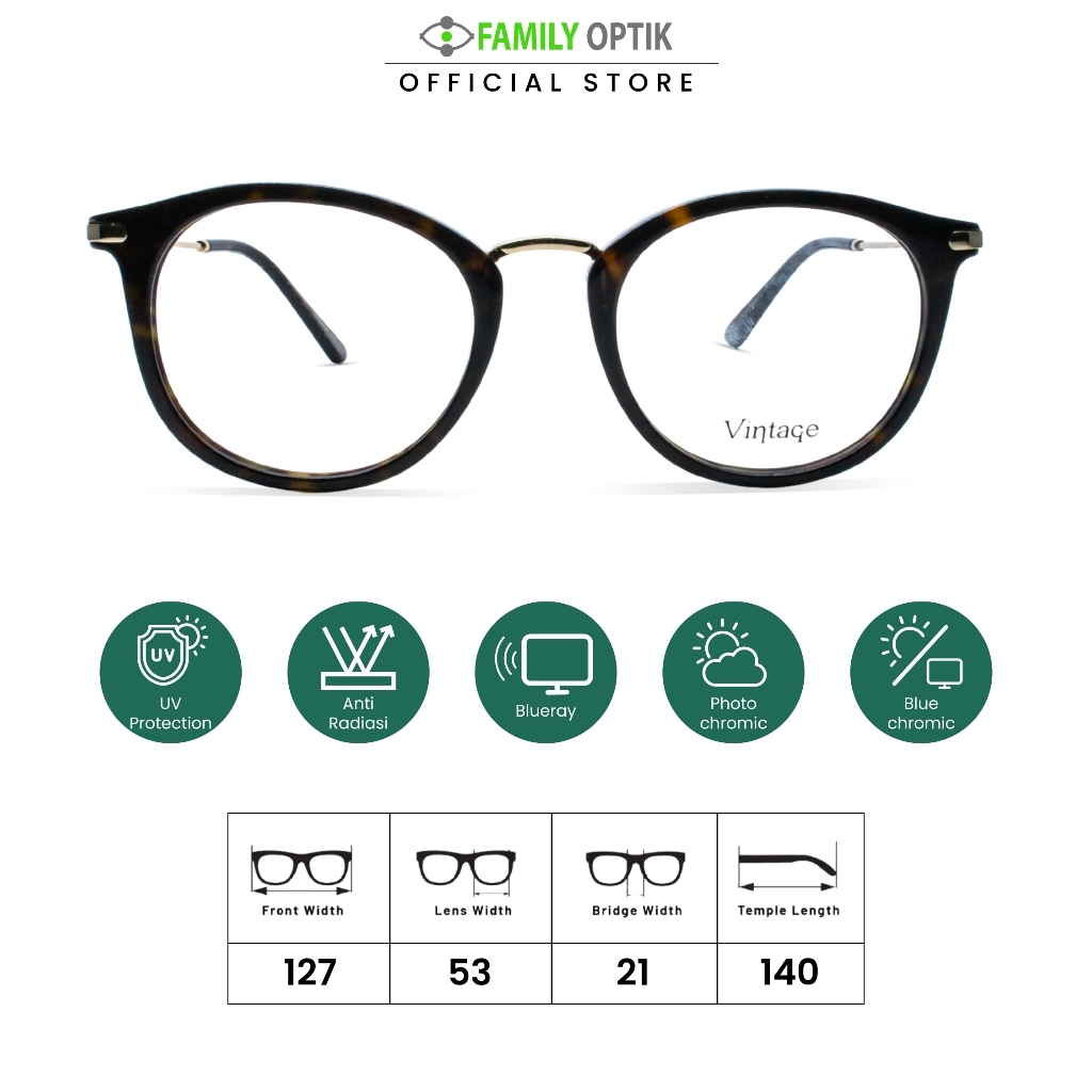 Family Optik - Kacamata Vintage Blueray Photocromic Anti Radiasi 160412