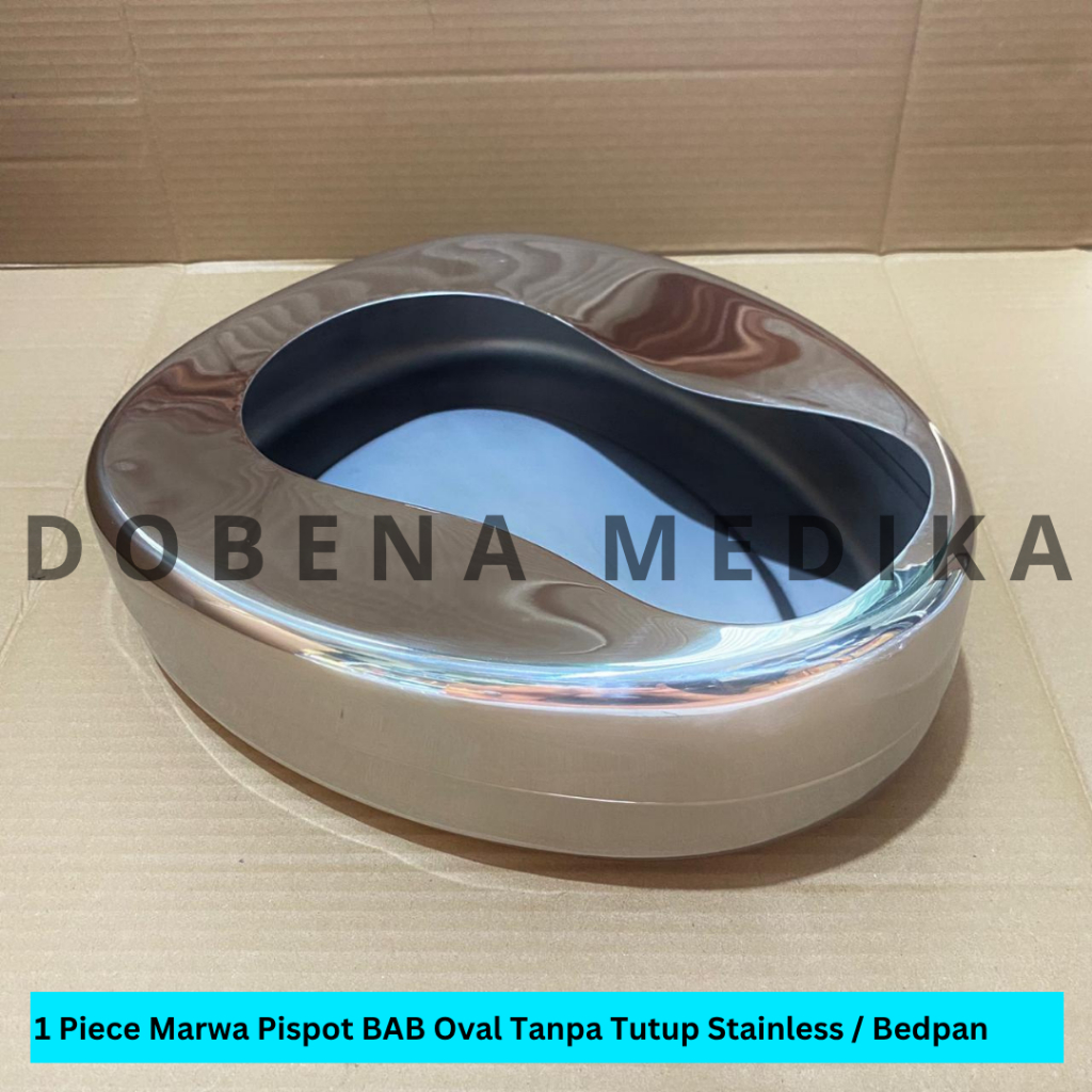 Pispot Medis BAB Stainless Tanpa Tutup Oval / Bedpan Ovale Without Lid