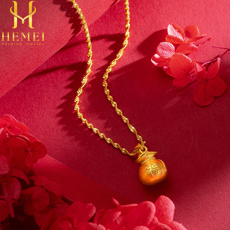 HEMEI KALUNG KANTUNG KEBERUNTUNGAN EMAS PALSU KALUNG FASHION WANITA KALUNG MEWAH PREMIUM