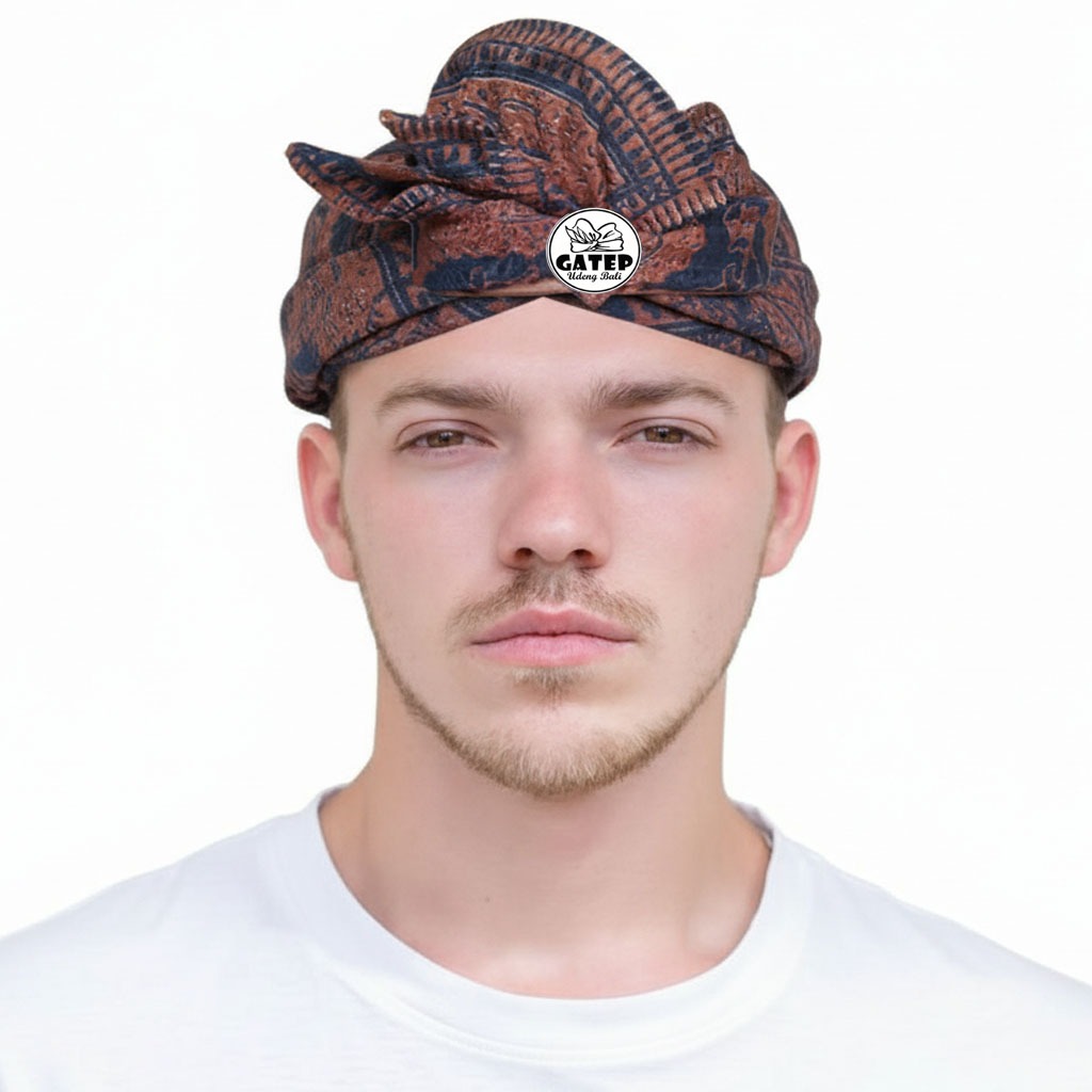 Udeng Batik Bali Setengah Jadi Lasem Warna Coklat - Ikat Kepala Bali - Blangkon Bali Udeng