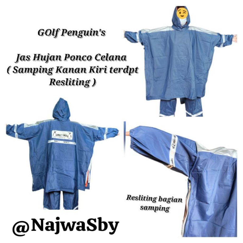 ( GOLF PENGUIN'S )JAS HUJAN PONCO LENGAN CELANA
