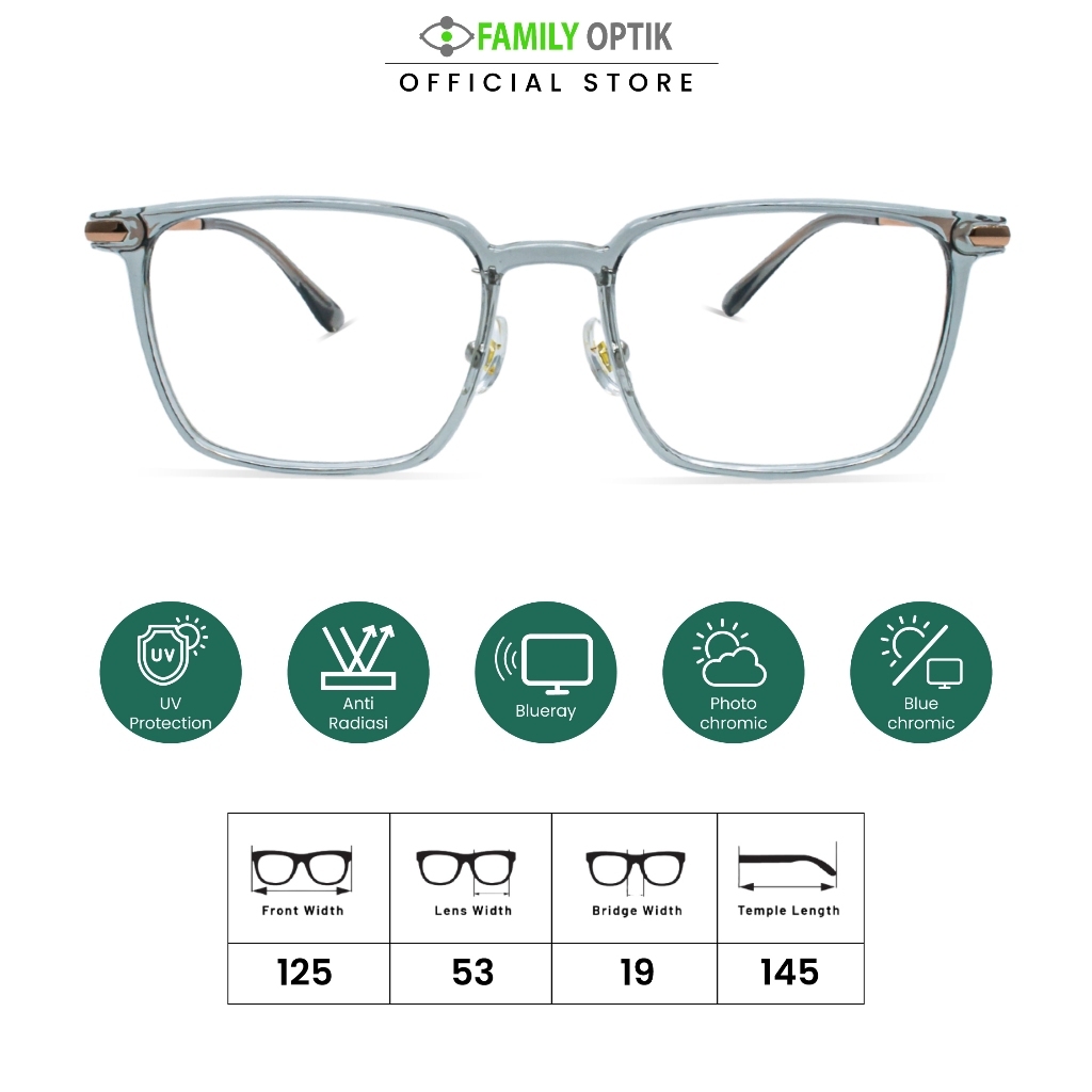 Family Optik - Kacamata Vintage Blueray Photocromic Anti Radiasi 90475