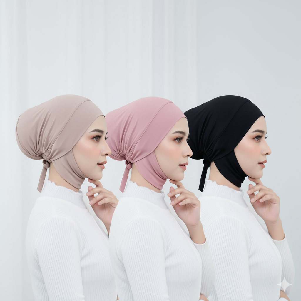 Inner Hijab Ciput Ninja Tali Belakang Anti Tembem Bahan Lembut Premium