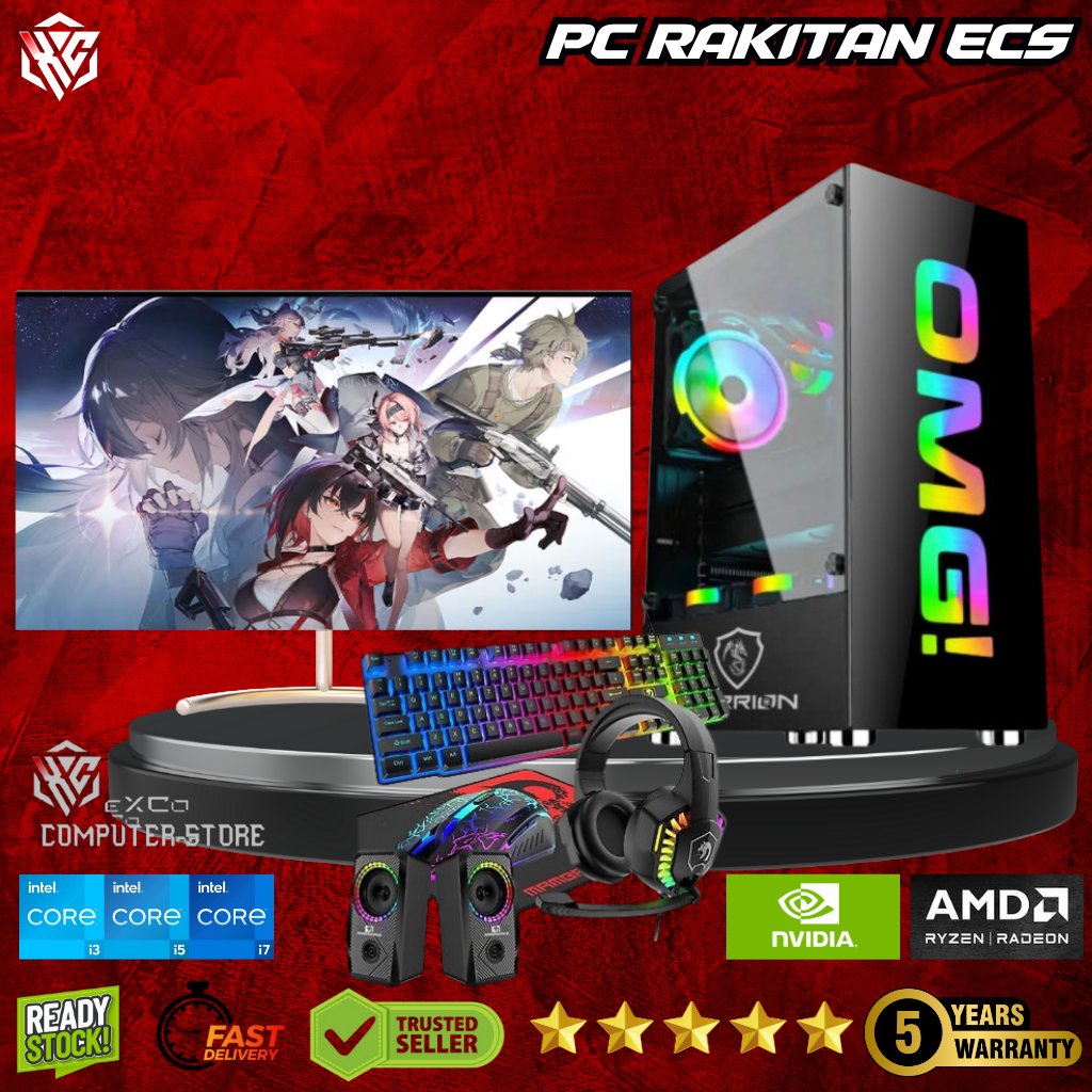 PC CPU Gaming Dan Desain Core i5 GEN 12 Fullset RAM 16GB VGA RTX 6GB Siap Pakai - PC Rakitan ECS