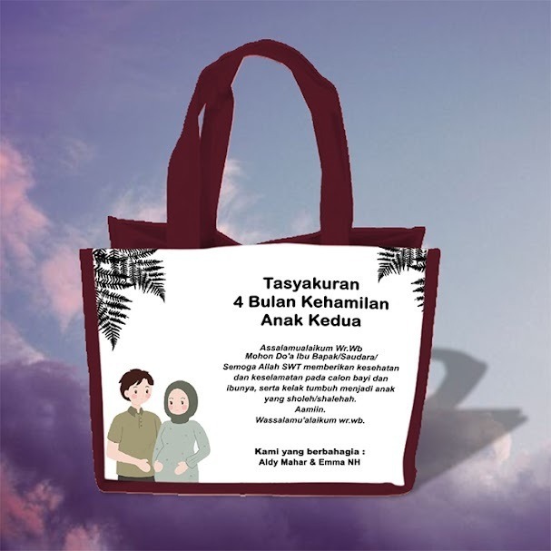 Tas Goodie Bag Tasyakuran Kehamilan 7 bulanan, 4 bulanan Custom Nama & Foto