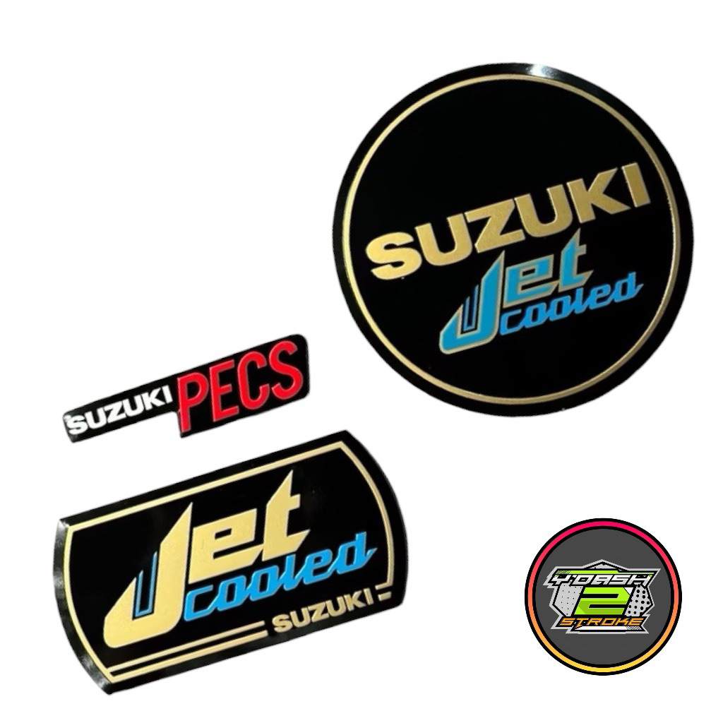 EMBLEM MESIN SET SUZUKI RC80 RC100 RC110 - EMBLEM STIKER BLOK BAK MAGNET KOPLING JETCOOLED PECS CRYS