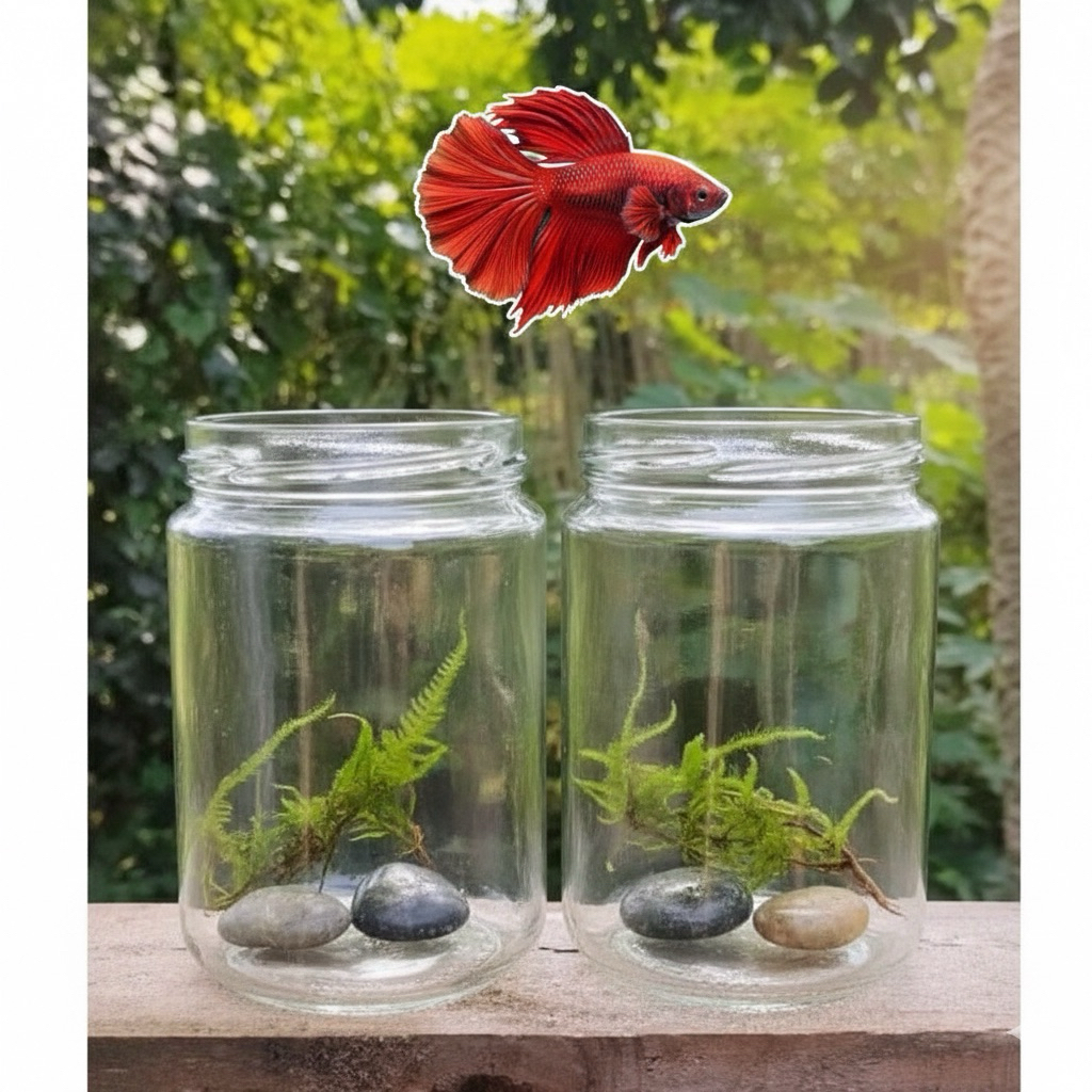 Toples Kaca Ikan Cupang 450 ml, Botol Kaca Ikan Cupang Gupy Botol Serbaguna