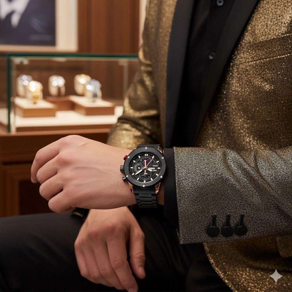 JAM TANGAN PRIA RANTAI ORIGINAL WATER RESISTANT VRL DAY DATE 001