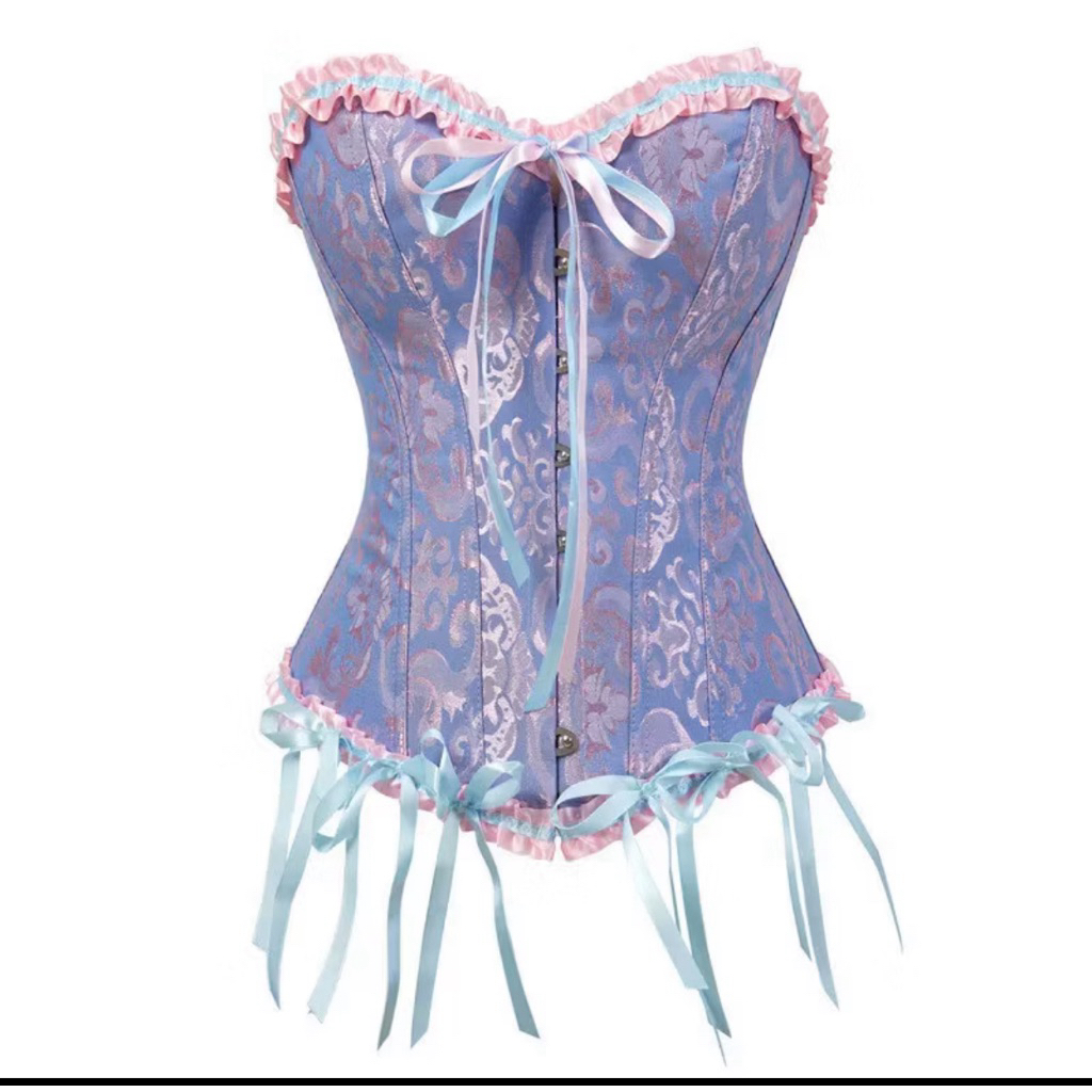 Preloved corset top rapunzel- Floral Corset Overbust Women Lace Up Korset Plastic Boned Bustier Outf