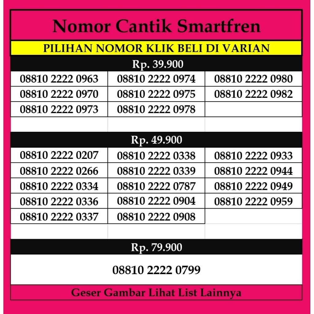 Nomor Cantik Smartfren Kartu Perdana Prabayar 4G