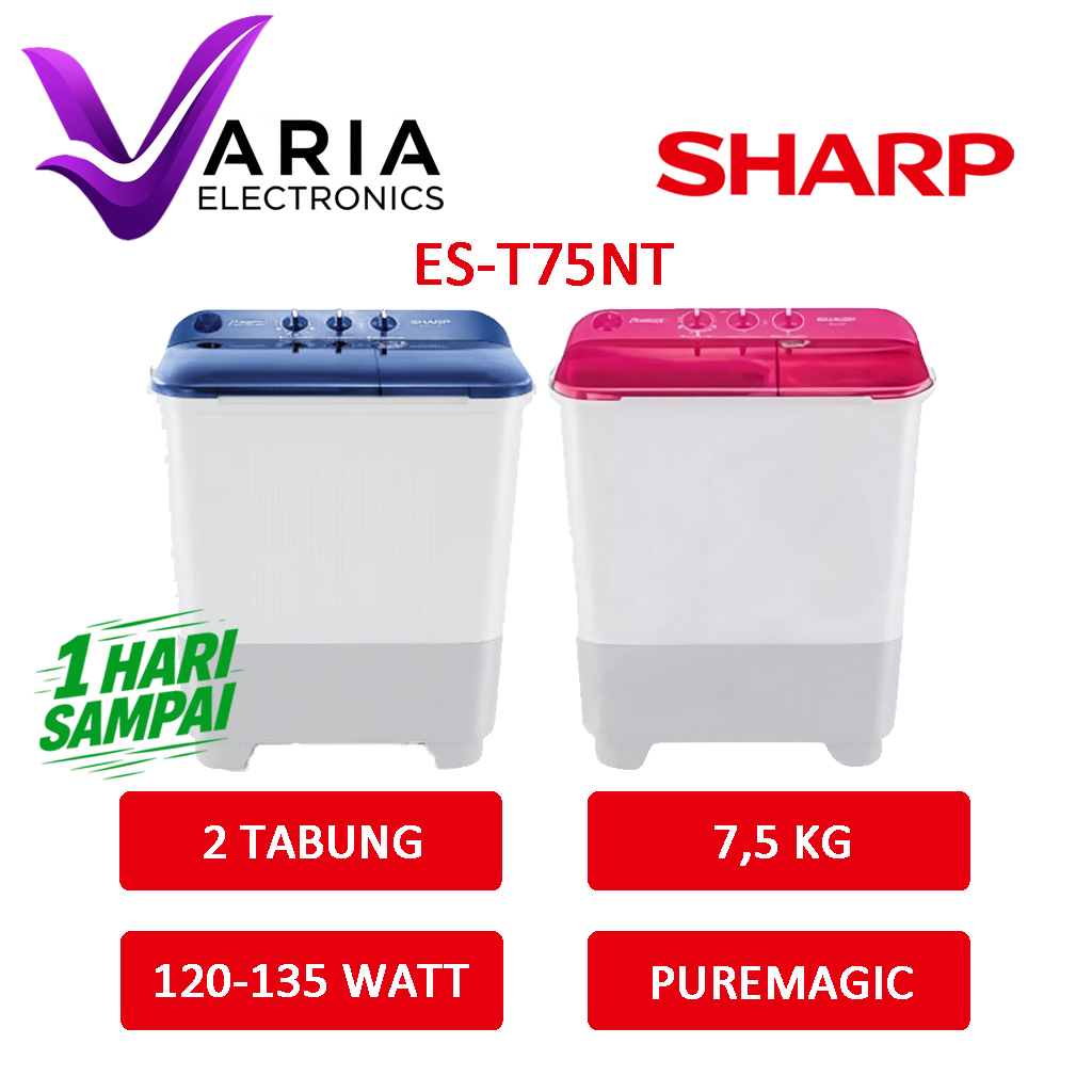 MESIN CUCI SHARP ES-T75NT MESIN CUCI 2 TABUNG 7,5 KG