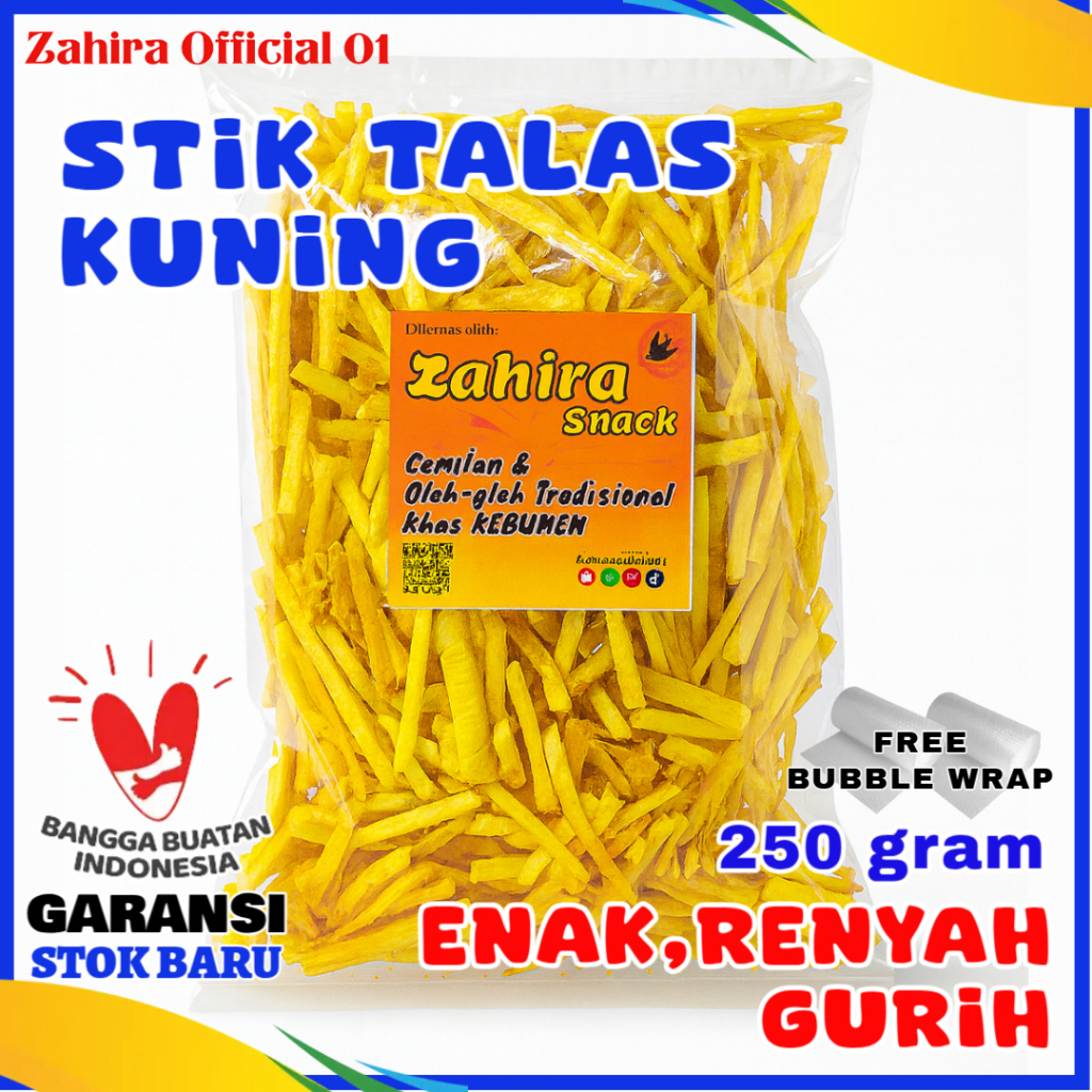 Keripik Stik Talas Kuning Cemilan Tradisional Kripik Ubi Talas Gurih 250gram