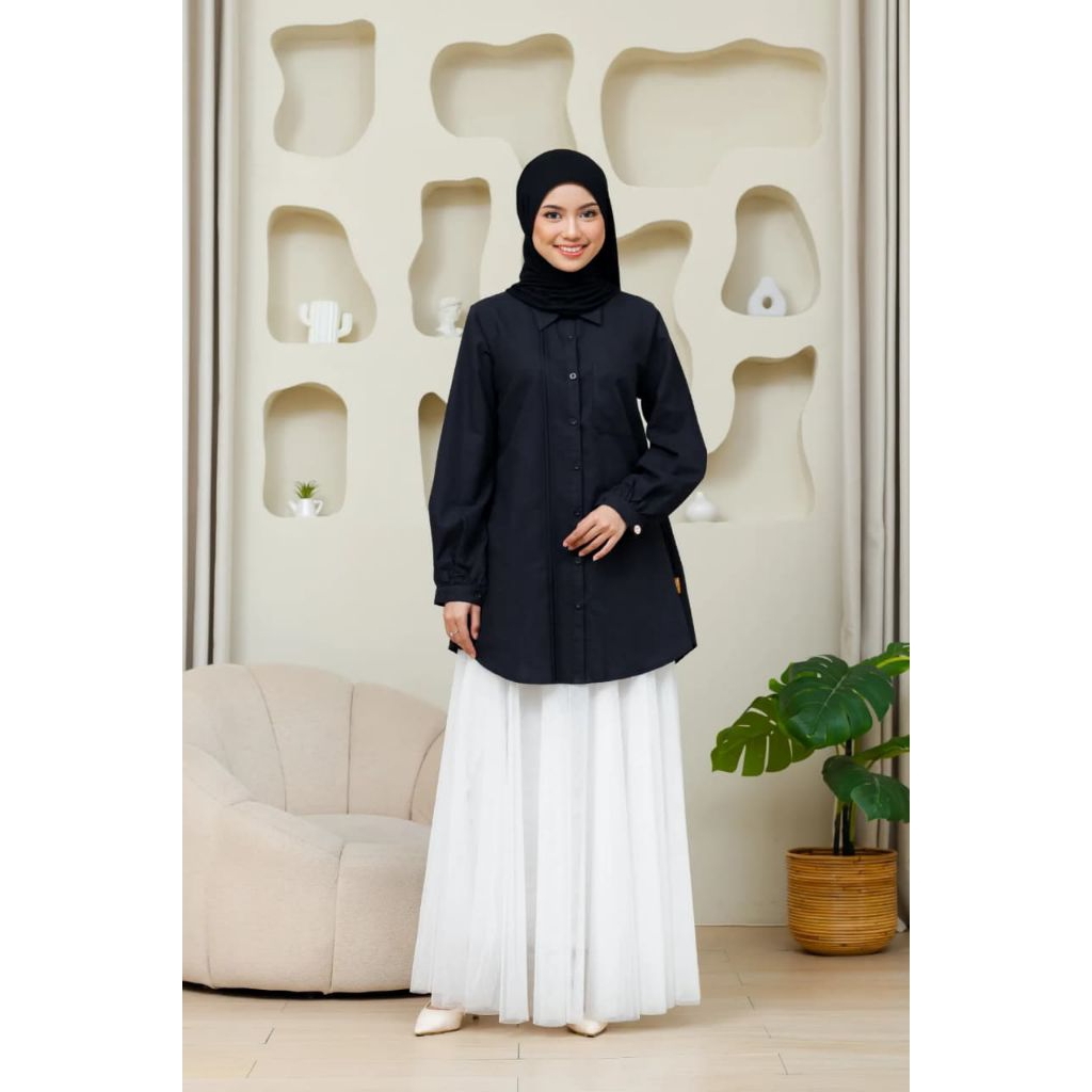 Baju Atasan putih  hitam Kemeja cewek seragam kerja Hem/kemeja putih polos