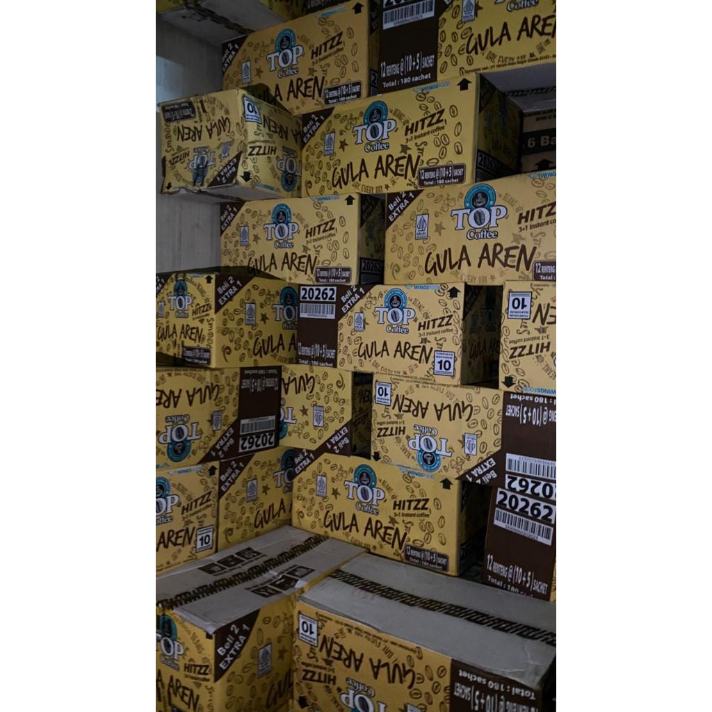 TOP Coffee Hitz Gula Aren 1 Dus (12 Renteng @15 Sachet) – Kopi Nikmat Rasa Gula Aren Asli