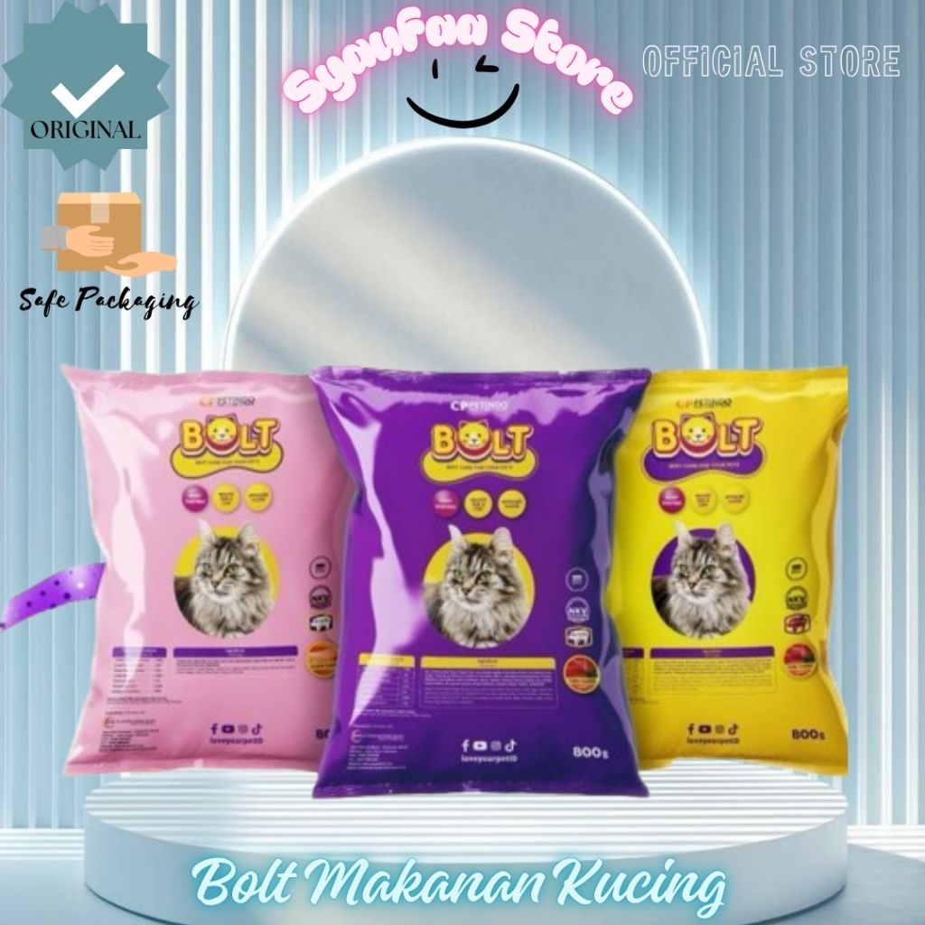 Bolt Ungu Makanan Kucing || Bolt Adult kuning Bolt Pink || Bolt makanan kucing kering || makanan ker