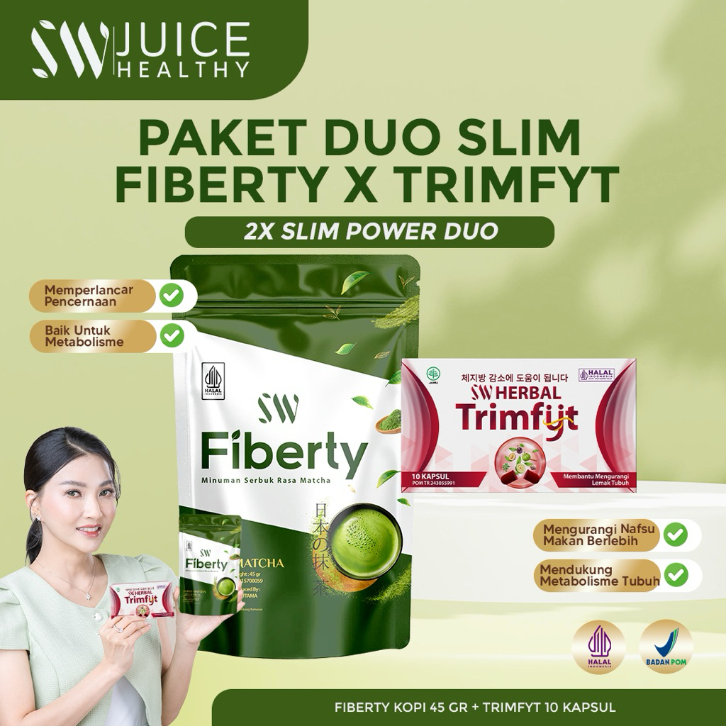 Sarwendah Juice Bundle Diet SW Herbal Trimfyt Slimming Strong 10 & SW Fiberty Sarwendah 45gr - 2 pcs