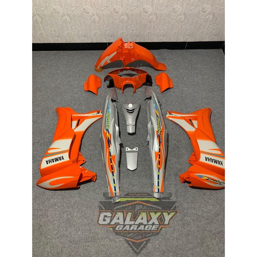 Cover Body Set Halus Jupiter Z New Burhan Stripping Castom Warna Oren Silver Terbaru