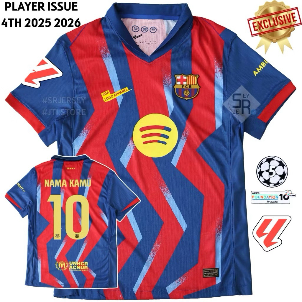 Jersey Barcelona 4TH 2025 2026 - Jersey Barca Ke-4 Spesial Edisi El Clasico (FULL PRINT)