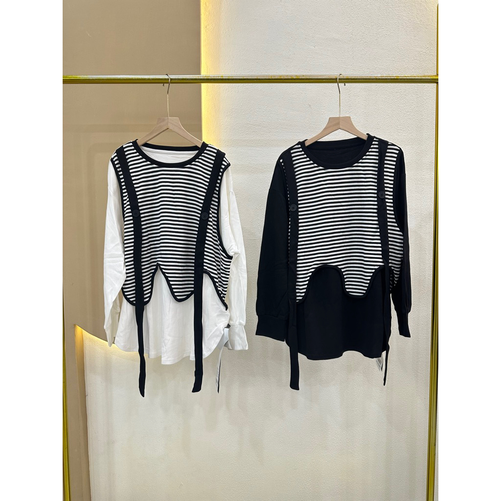 kaos premium mix vest nyatu motif salur