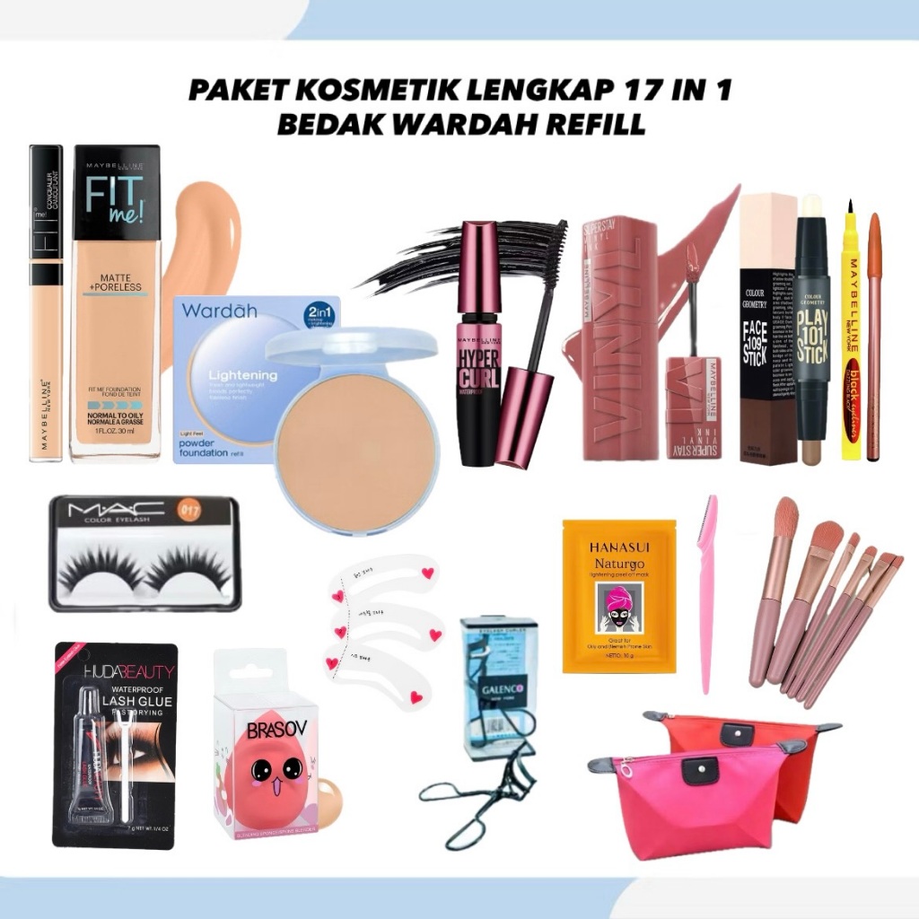Paket Makeup Bedak Wardah Refill 17 IN 1 Super Lengkap Hemat - Paket MakeUp Murah Lengkap