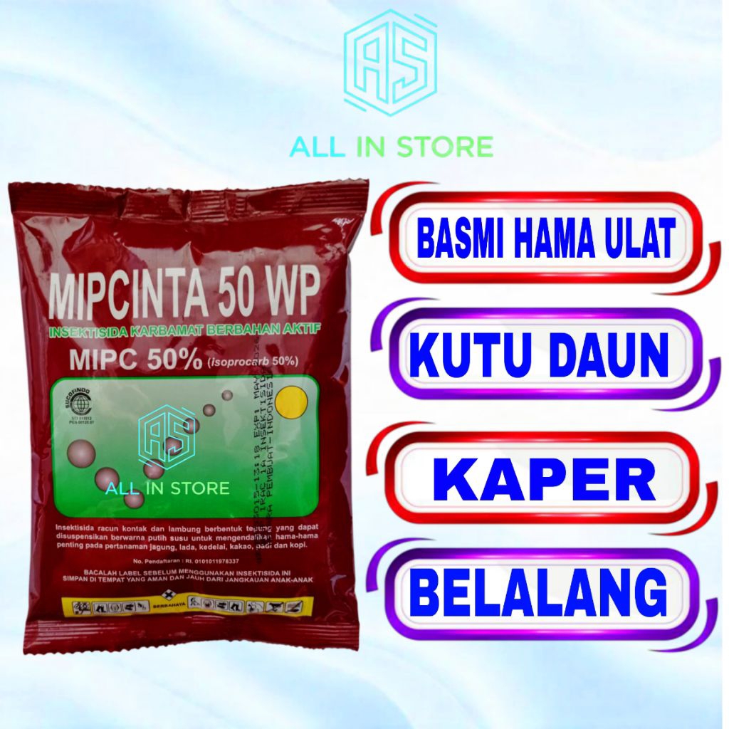 INSEKTISIDA MIPCINTA 100gr - OBAT HAMA - ATASI HAMA ULAT - KUTU DAUN - CABUK - KAPER - SEMUT - BELAL
