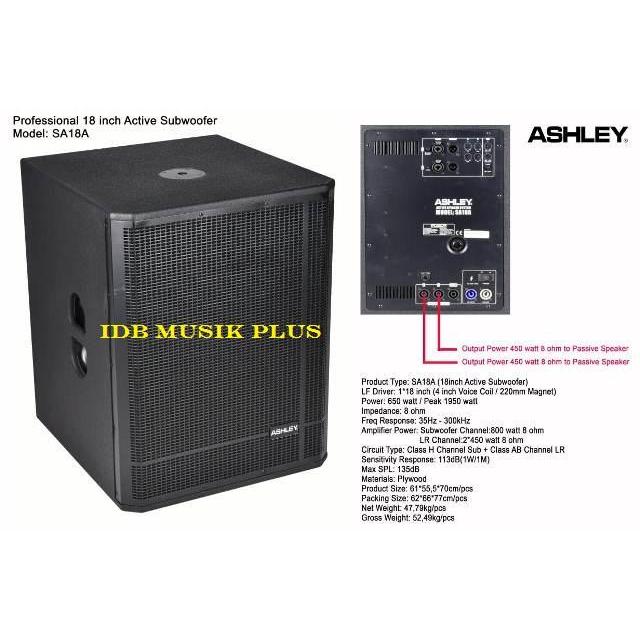 SubWoofer Aktif 18" Ashley SA18A SA 18A Original