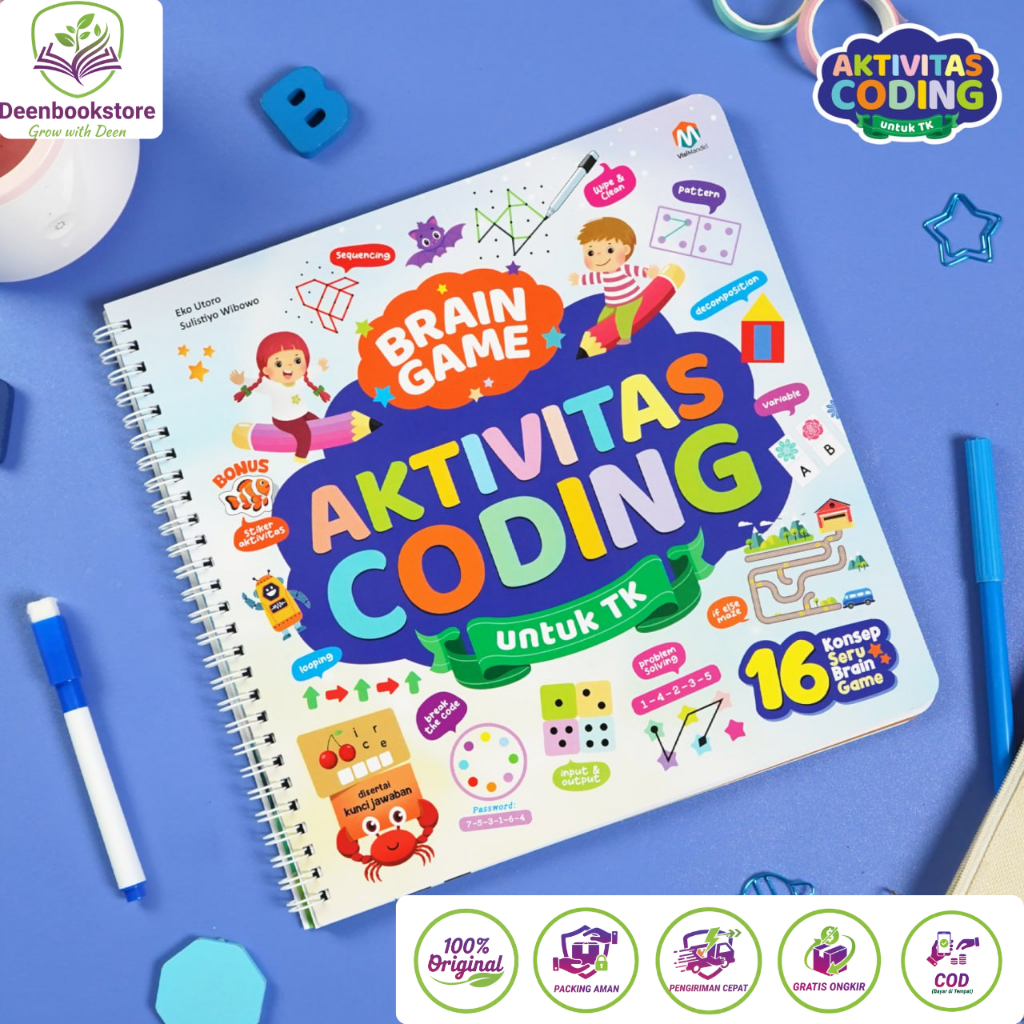 Brain Game Coding Anak TK Bonus Spidol Stiker
