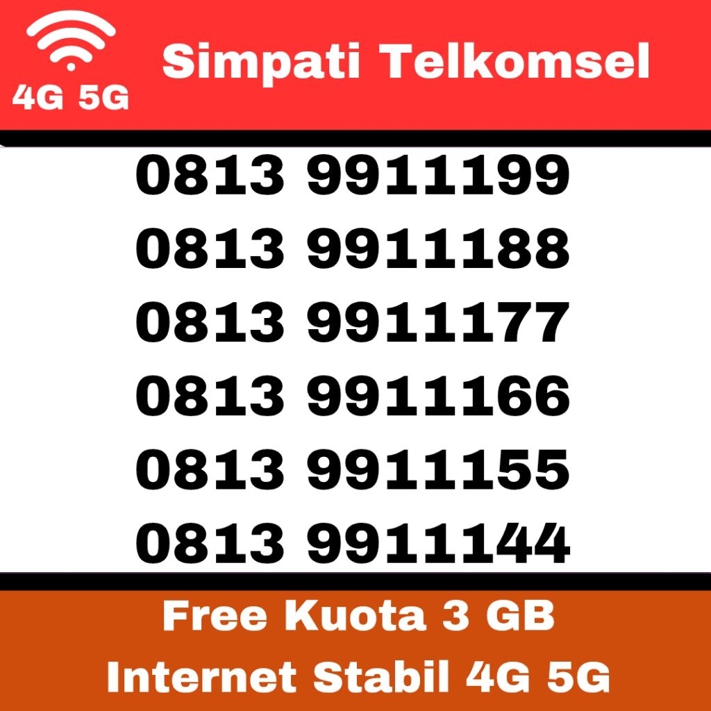 simpati telkomsel 0813 99 1111 9 nomor cantik 11 digit kartu perdana internet stabil 4G 5G Free kuot