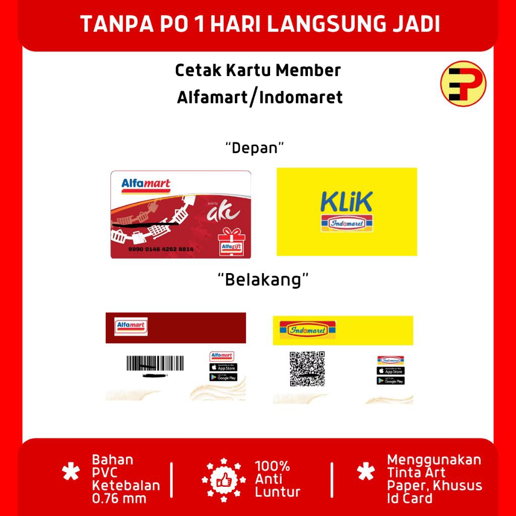 CETAK KARTU ALFAMART DAN INDOMARET
