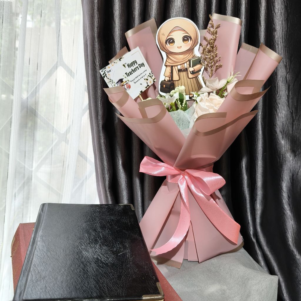 buket guru topper muslimah, buket hari guru nasional perempuan