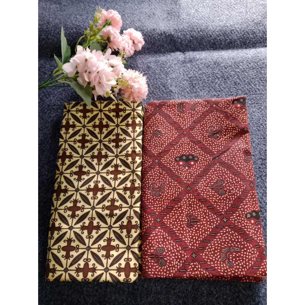 kain batik katun halus sidomukti sogan kawung alit kuning 110*220