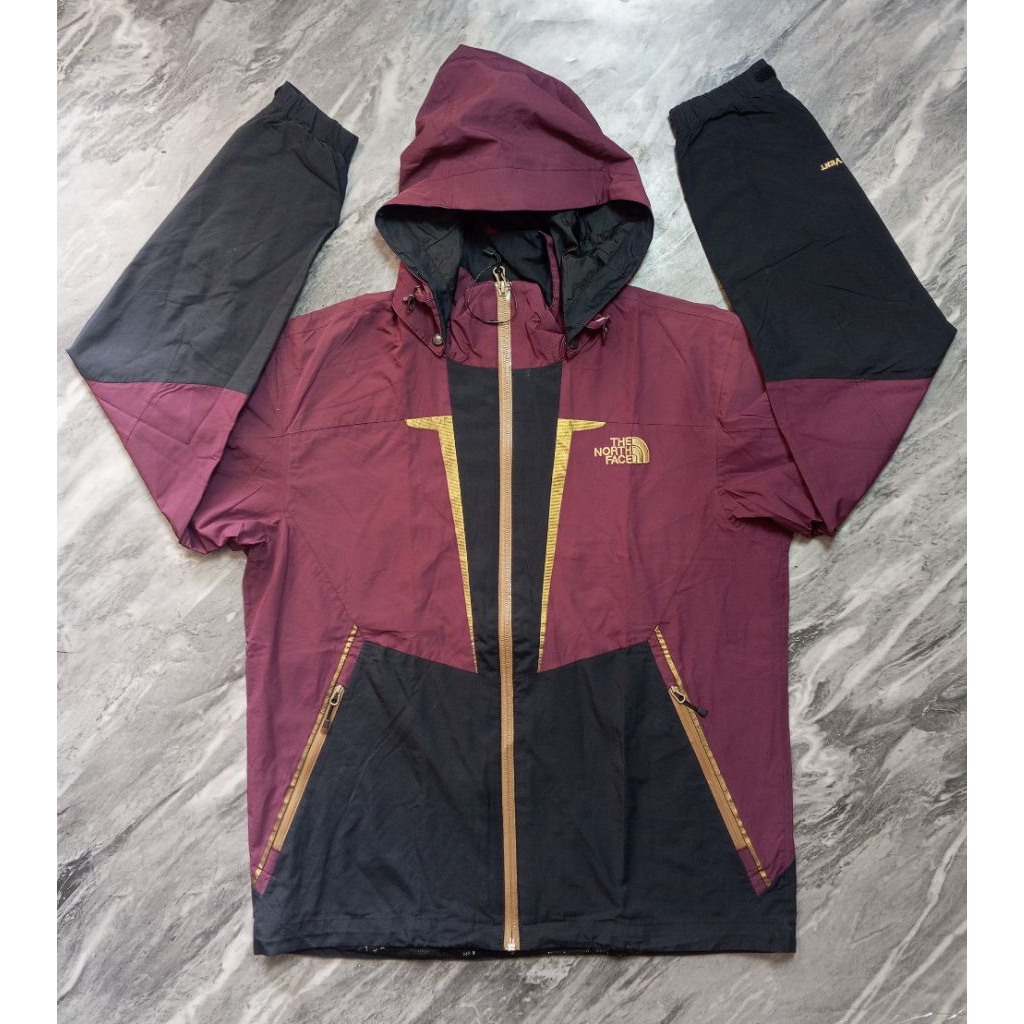 Jaket TNF hoodie Outdoor Windbreaker hiking unisex hitam marun branded