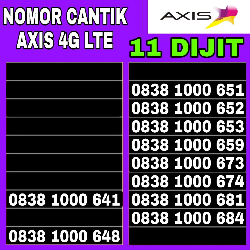 nomor cantik kartuh perdan axis 4g lte rapih
