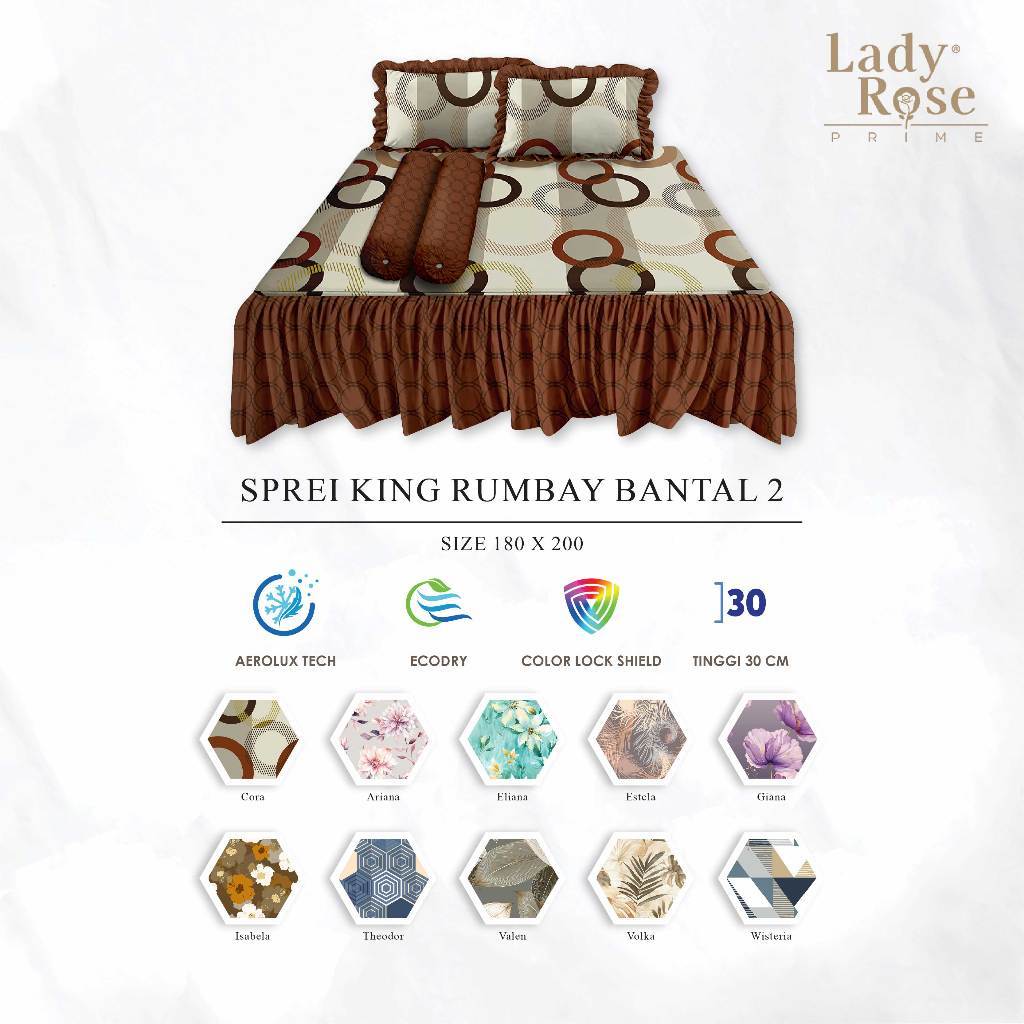 SPREI LADY ROSE RUMBAI 180 X 200 TINGGI 30