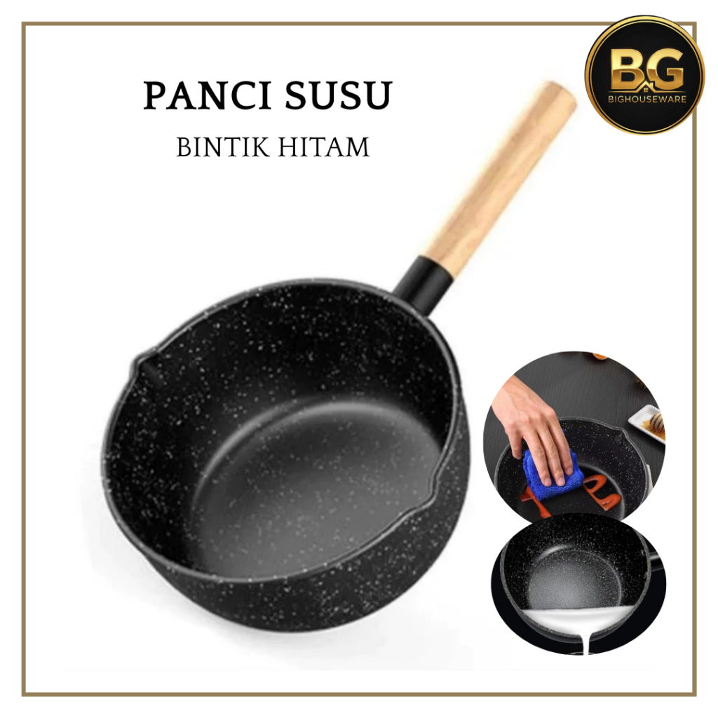 BG - Panci Susu Milk Pot Bintik Hitam Panci Rebus Mie Air Teflon Penggorengan Anti Lengket Panci Mas