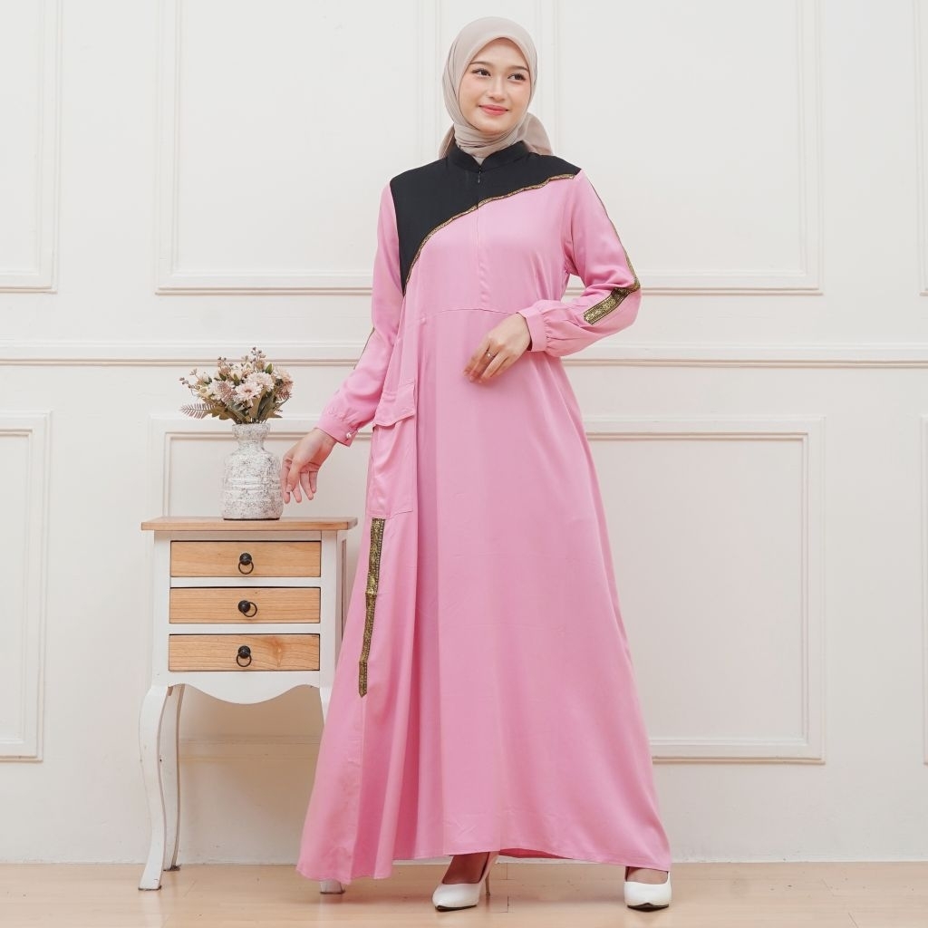 Terbaru Gamis Bahan Adem Rayon Twill Renda
