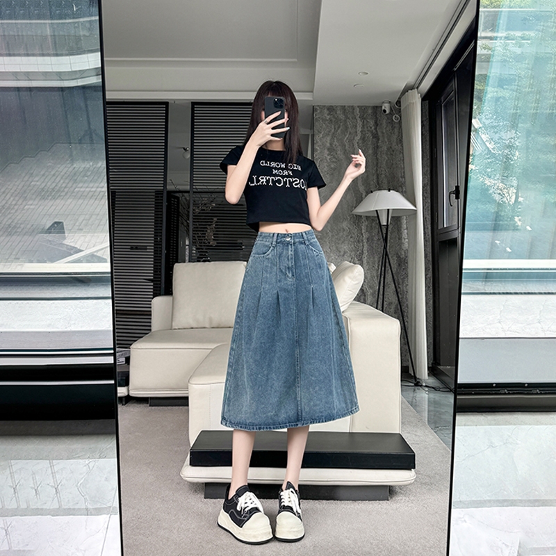 Rok Jeans Wanita Vintage Korea Nyaman Retro 017