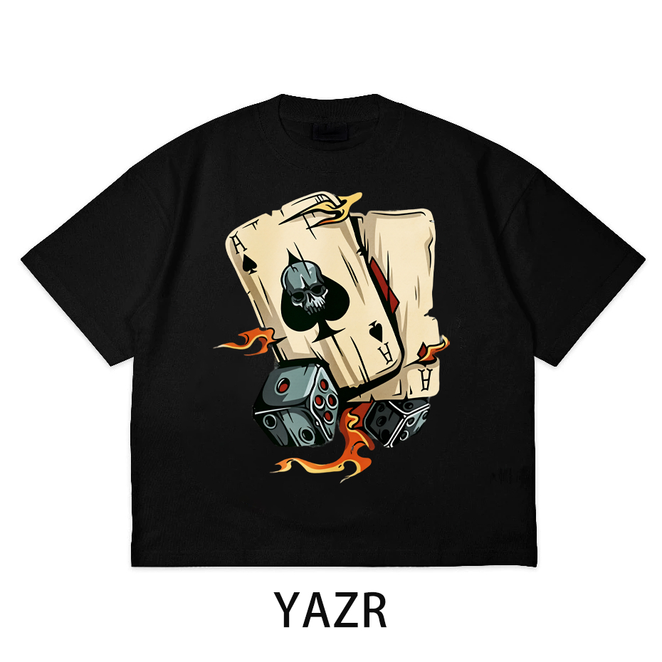 YAZR Kaos Pria Fashion Kartu Poker As Sekop, Trendy untuk Pria Modern/Pakaian Berkualitas