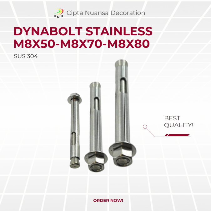 Baut Dinabol Stainless M8x70 M8x80 M8x50 Sus 304 Dynabolt