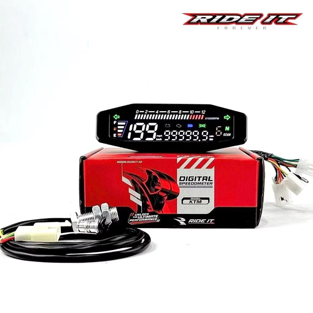 SPEEDOMETER SPIDO KTM GEN 2 FULL DIGITAL RIDE IT SET BRACKET CNC SPIDO KTM UNIVERSAL KE SEMUA MOTOR