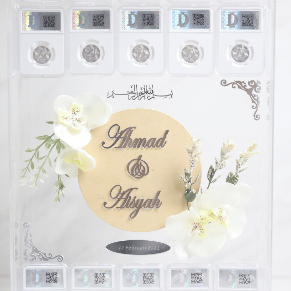 Mahar.co.id-Mahar Dirham-10 Koin Perak/Dirham 31,1gr-Dekorasi Bunga Putih