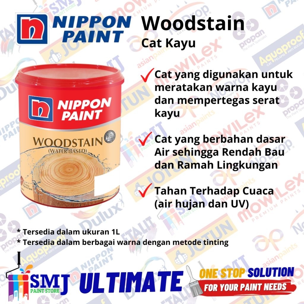 Cat Politur Kayu Nippon Paint Woodstain Waterbased 1L