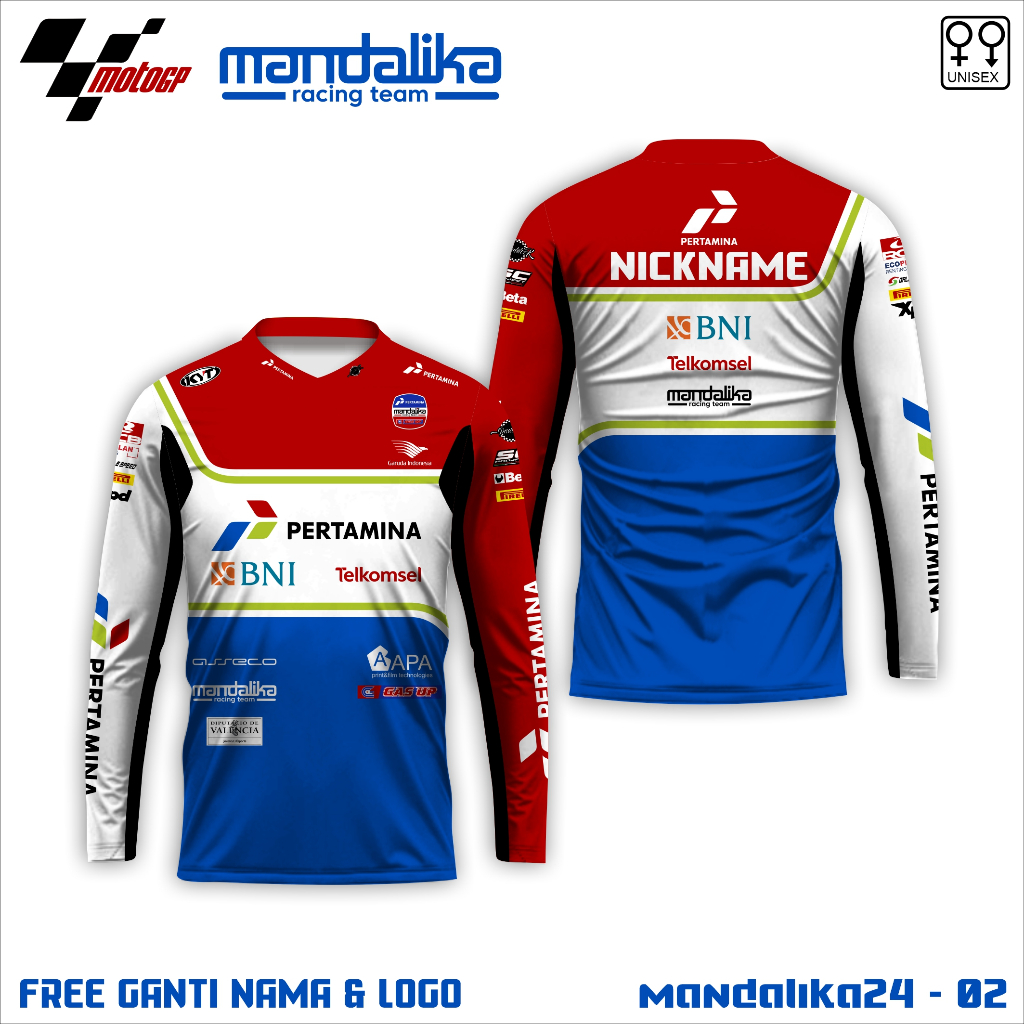 Jersey Pertamina Moto GP Baju Mandalika Racing Team Kaos Balap Bebas Custom