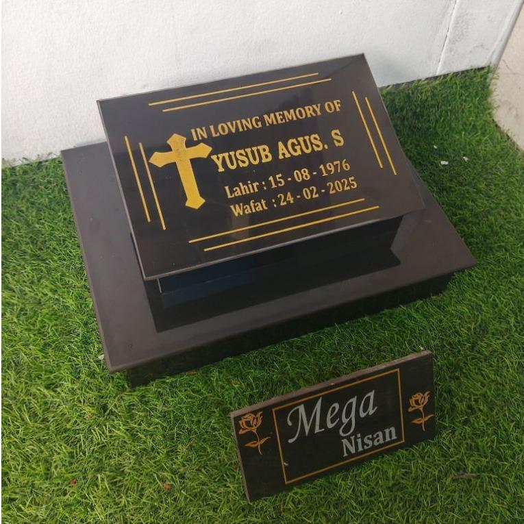 BATU NISAN KRISTEN TOGA SEDANG (20X30-30X40)/NISAN GRANIT TILE/NISAN MAKAM TERMURAH+PACKING KAYU