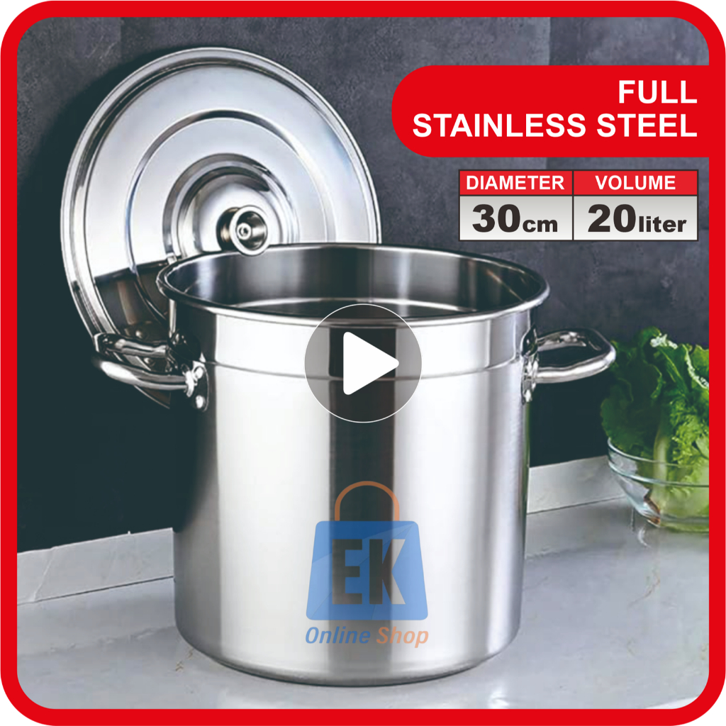 Panci Stainless 30cm - 20L | Dandang Stainless Steel | Panci Stainless Steel Tebal | Panci Jumbo