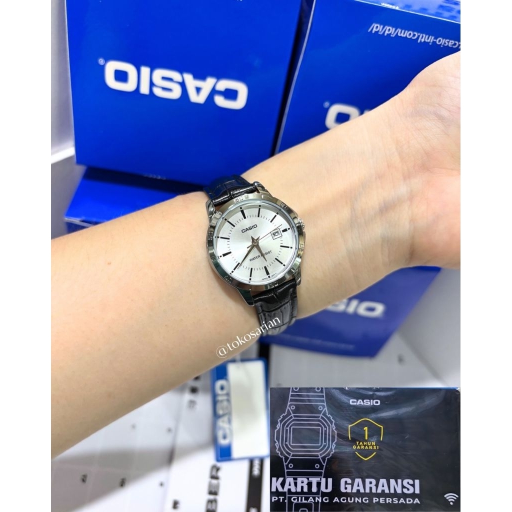 Jam Tangan Casio LTP-V004L LTP-V004GL Kulit Analog  Untuk Wanita