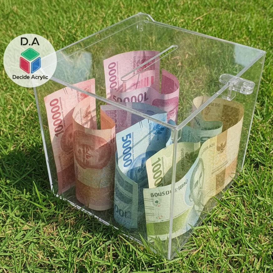 Decide Acrylic Akrilik Kotak Amal Saran Infaq Donation Box Kotak Donasi Masjid Panti Asuhan Sekolah 