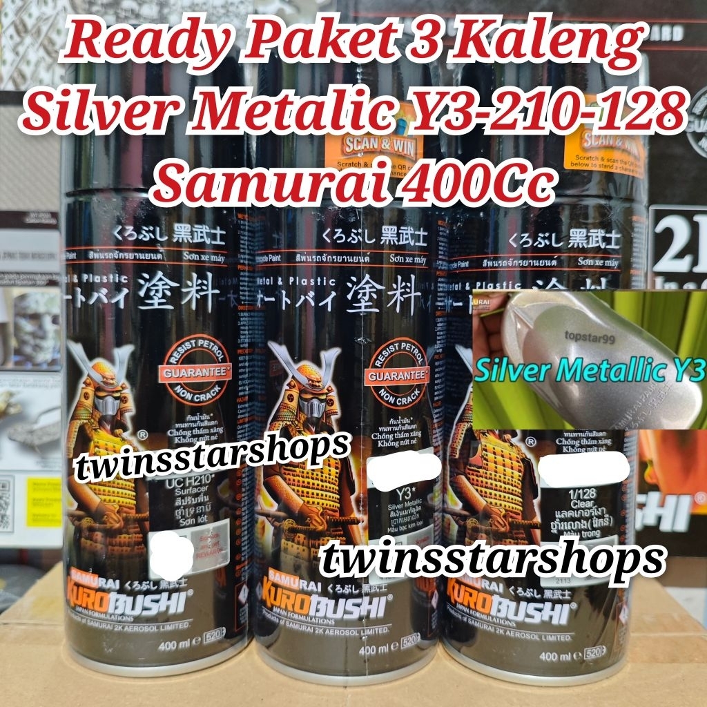 Pilok Pylox Cat Samurai Paket 3 Kaleng Silver Metalic Y3 Silper Metalik Epoxy Surfacer UC H210 210 C