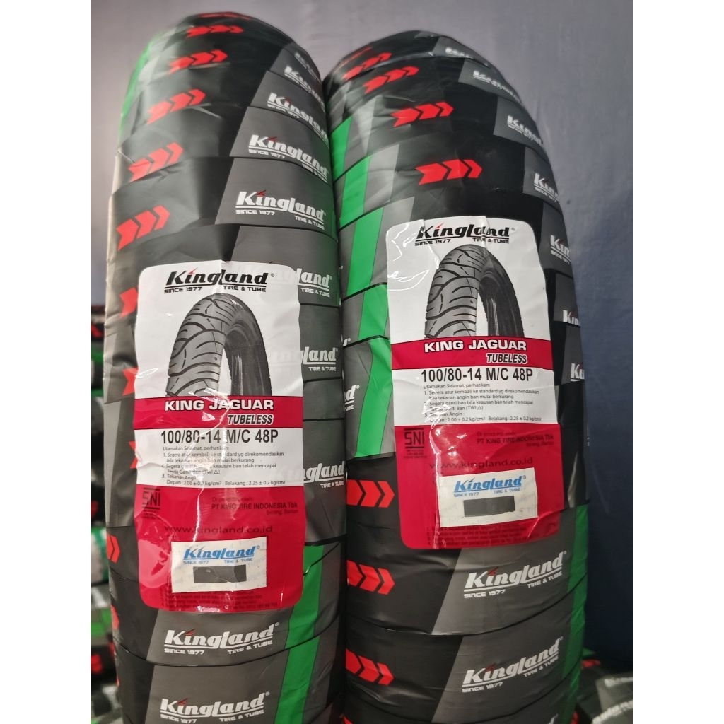 BAN LUAR TUBELES KING LAND 100/80-14 KING JAGUAR DAN LEOPARD BAN BELAKANG MOTOR BEAT VARIO SCOOPY KI
